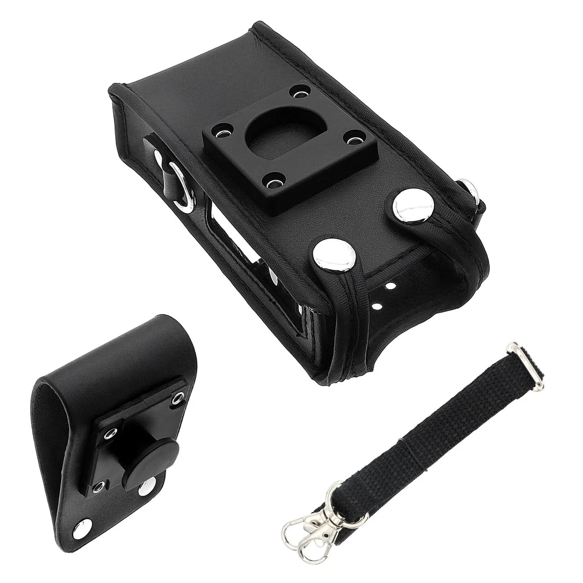 Leather two-way radio case with 3-inch fixed loop D-ring