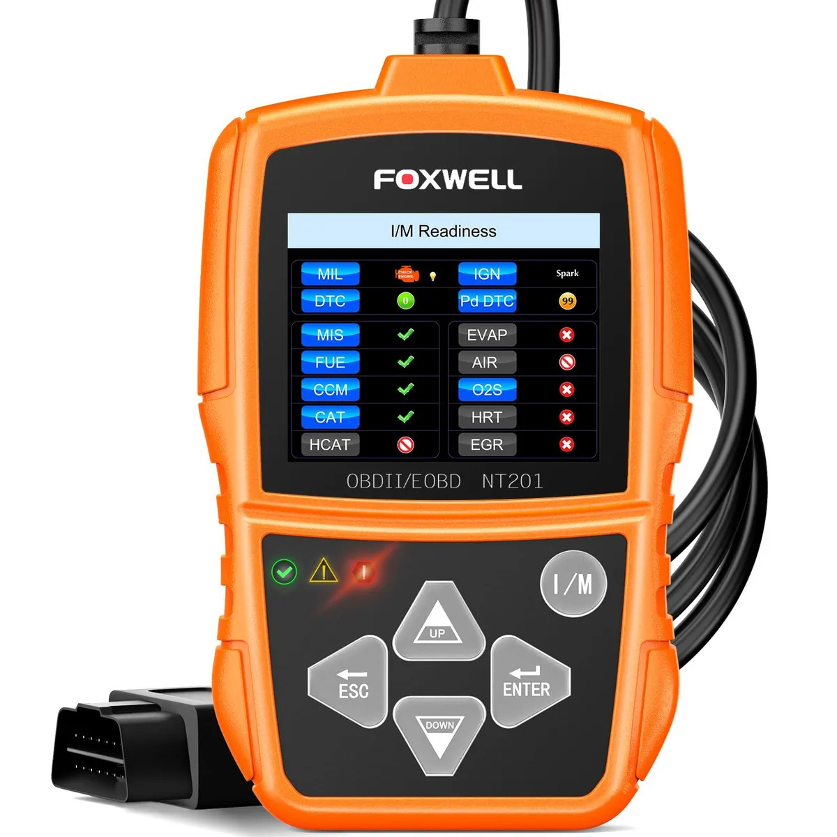 Handheld OBD2 scanner with colour screen and cable