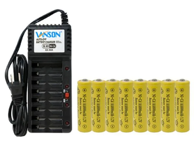 DUSLAN DUSLAN V868 8-bay AA/AAA charger with 8 AA NiCd 800 mAh standard batteries — product photo
