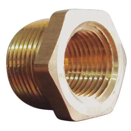 Ten brass reducing bushings in a pack