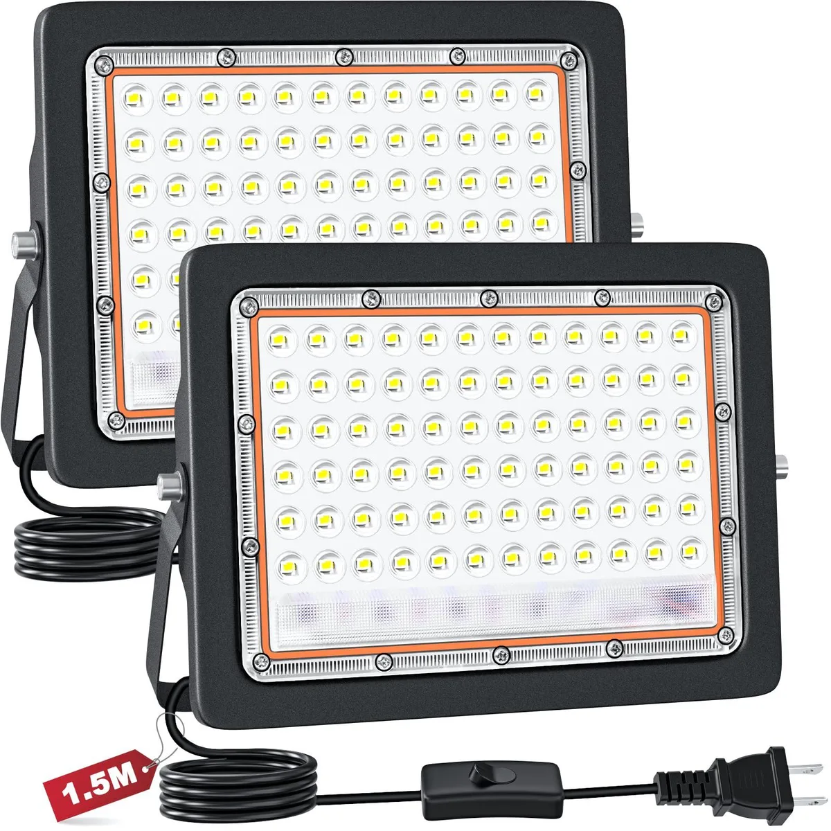  Eleganted MH 50W LED Flood Light 10000lm 6500K IP66 2 Pack — product photo