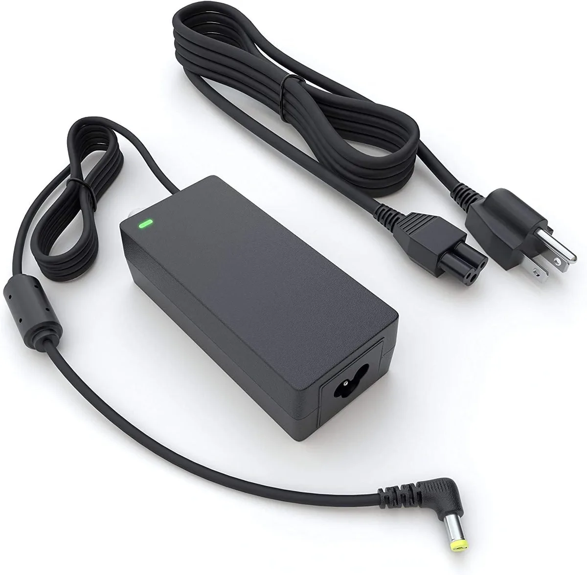Black rectangular AC adapter with long power cord
