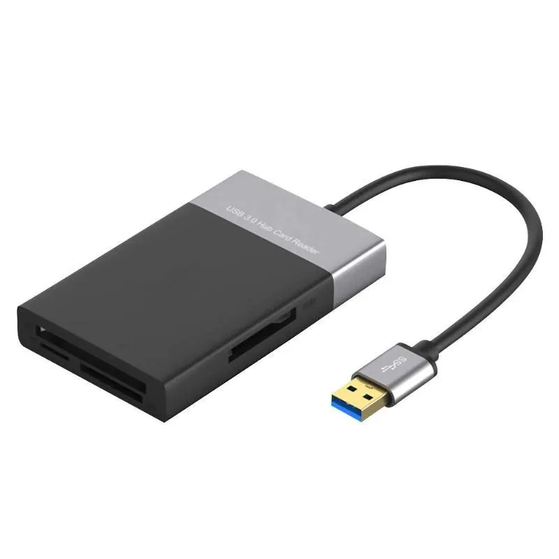 Hetai Tech Hetai Tech 6-in-1 Card Reader USB 3.0 2 Port Hub XQD CF TF MicroSD — product photo