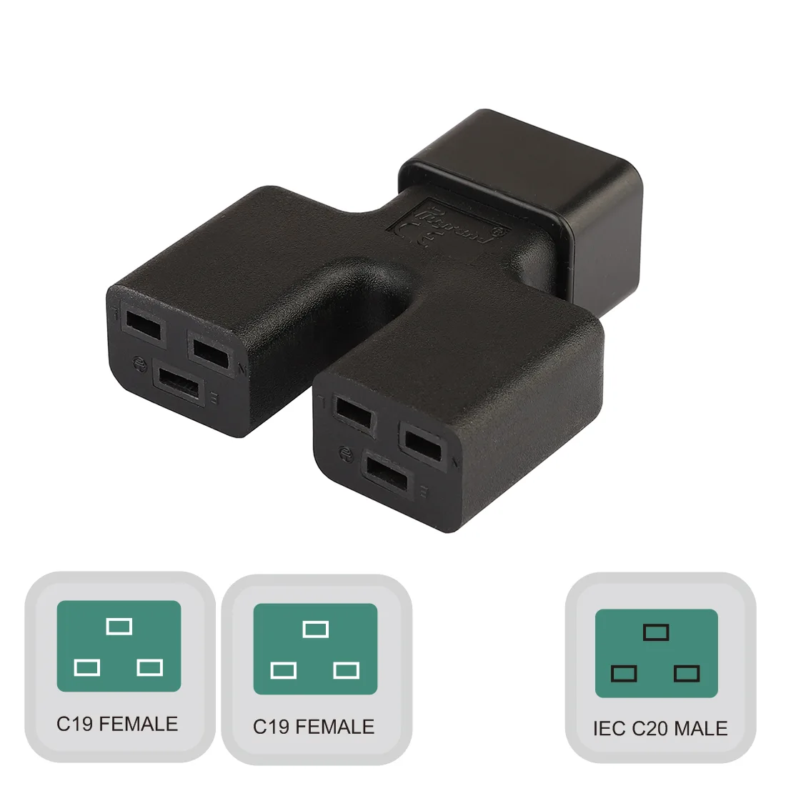 TeKit TeKit PA0253 IEC C20 to Dual C19 Splitter Adapter — product photo