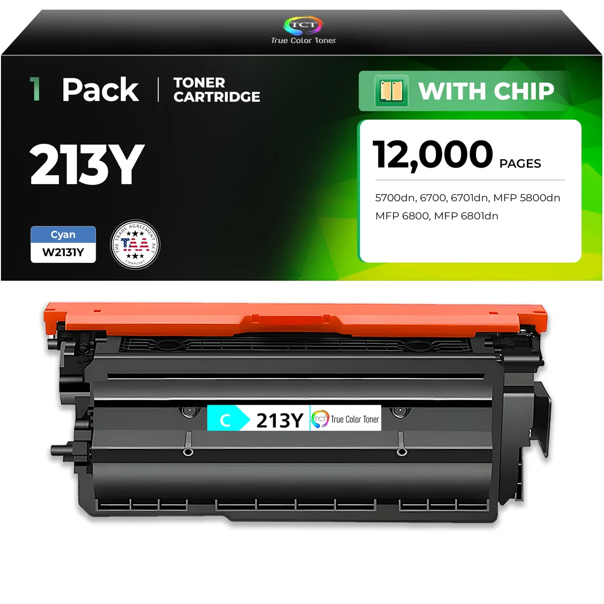 TCT TCT 213Y Cyan Jumbo TAA Toner Cartridge 12000 Pages — product photo