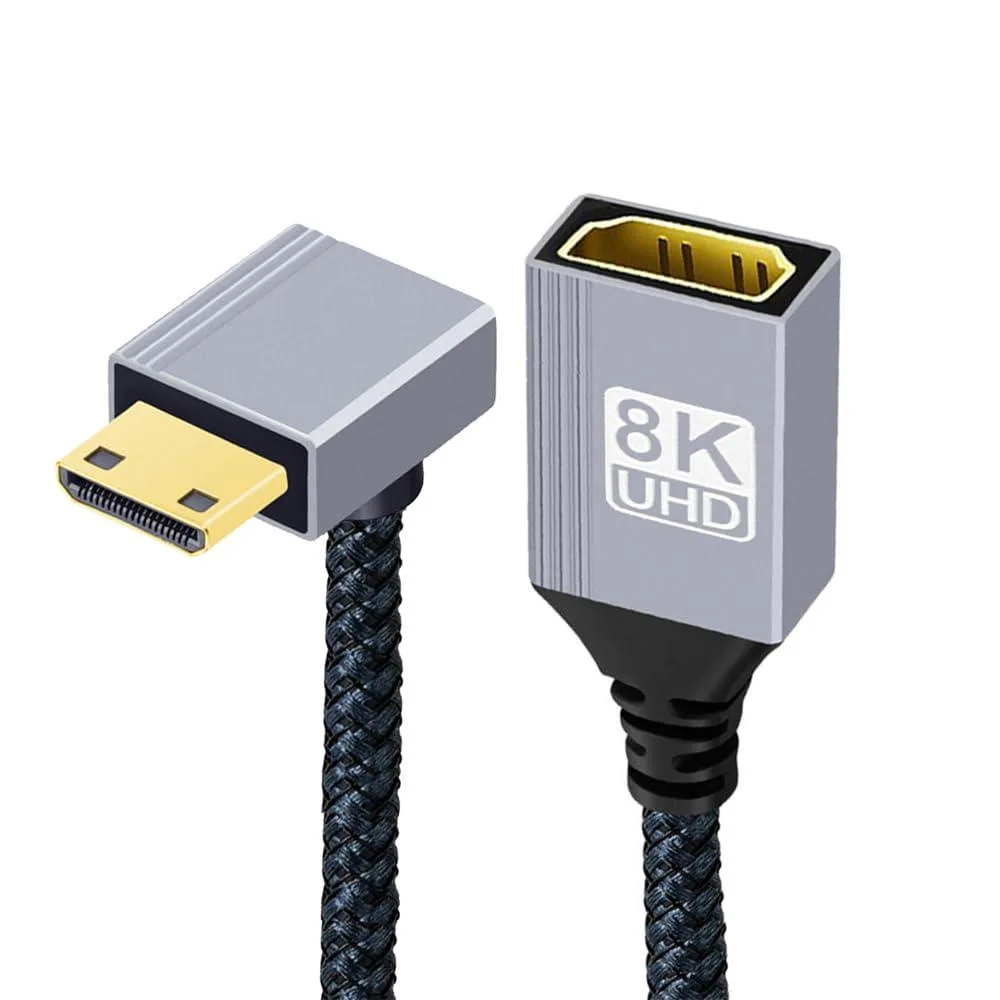 Fervit Fervit Mini HDMI 2.1 Male 90 Degree Down Angled Type-C to HDMI Female Extension Cable — product photo