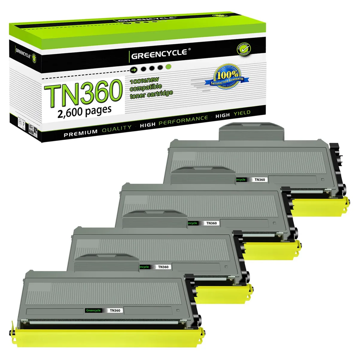 GREENCYCLE GREENCYCLE TN360 Black High Yield Toner Cartridge 4 Pack — product photo