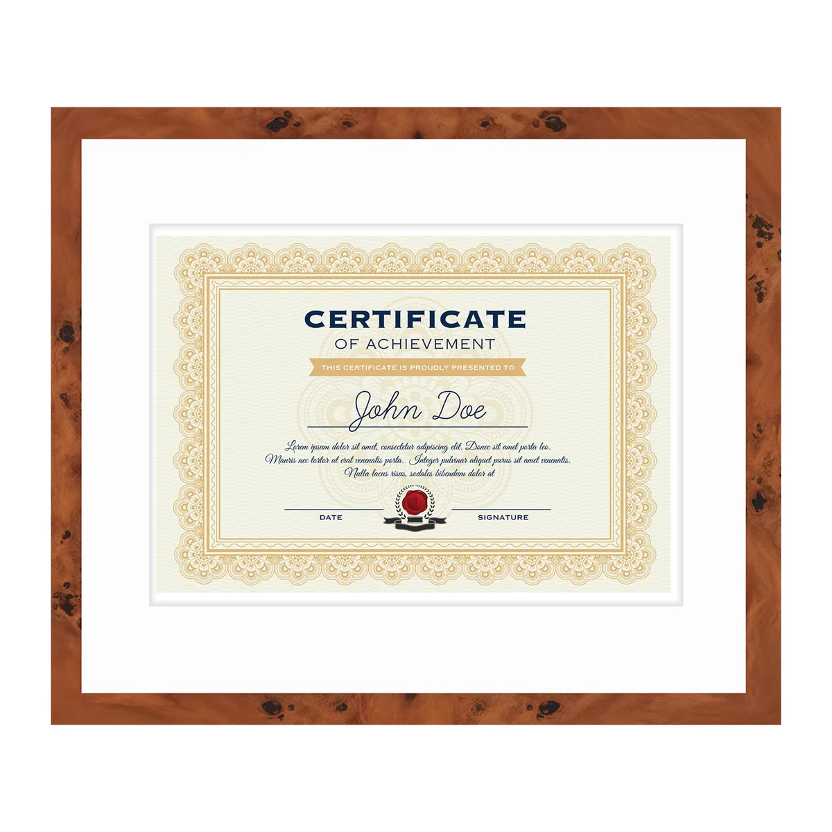 CustomPictureFrames.com CustomPictureFrames.com Brown 15x18 Diploma Frame White Double Mat 11x14 — product photo
