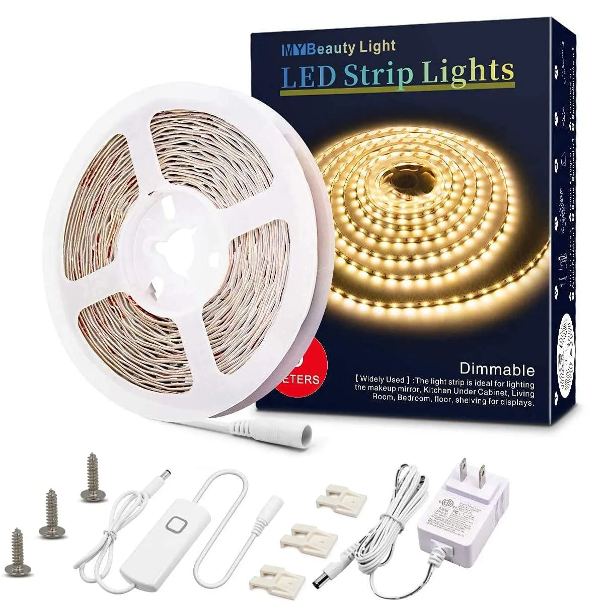 16.4ft warm white LED strip on reel with controller and power supply