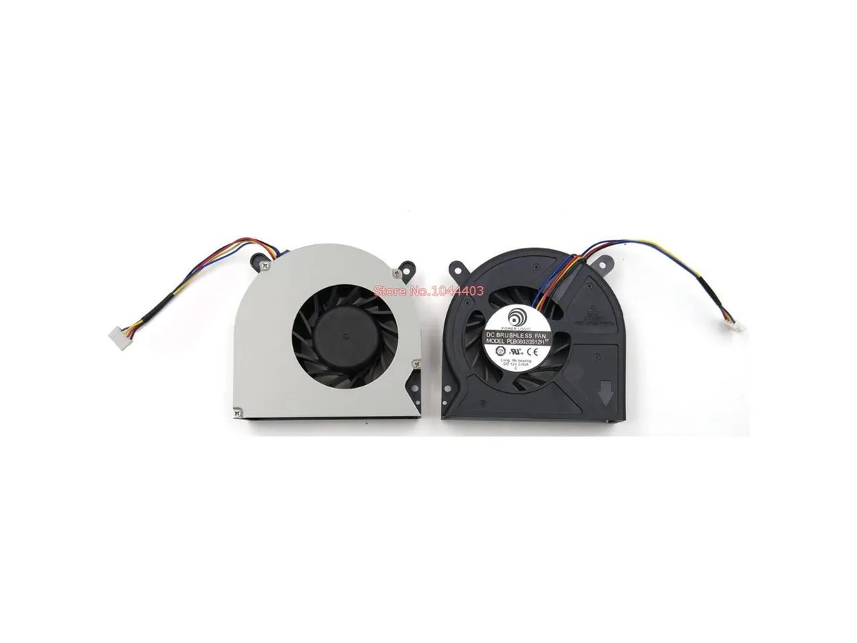 Small black laptop CPU cooling fan with plastic frame and visible blades