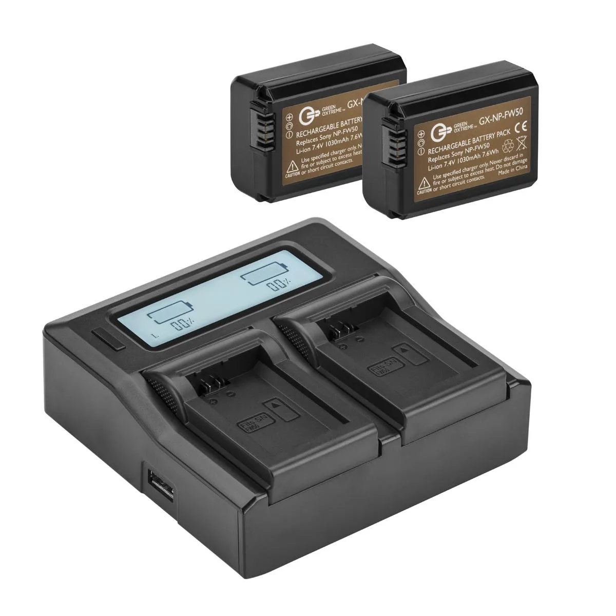Green Extreme Battery Green Extreme NP-FW50 2 Pack Battery and Dual Smart Charger Kit — product photo