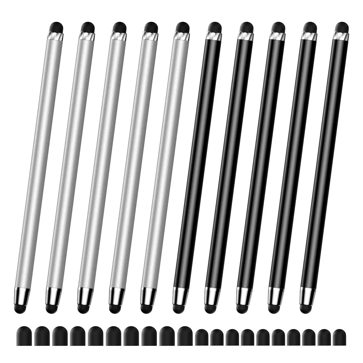 DAXINGXING 10 PCS 2-in-1 Rubber Tip Stylus Silver Black — product photo