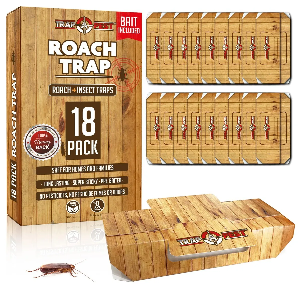 Roach Traps Indoor Sticky 18 Pack — product photo