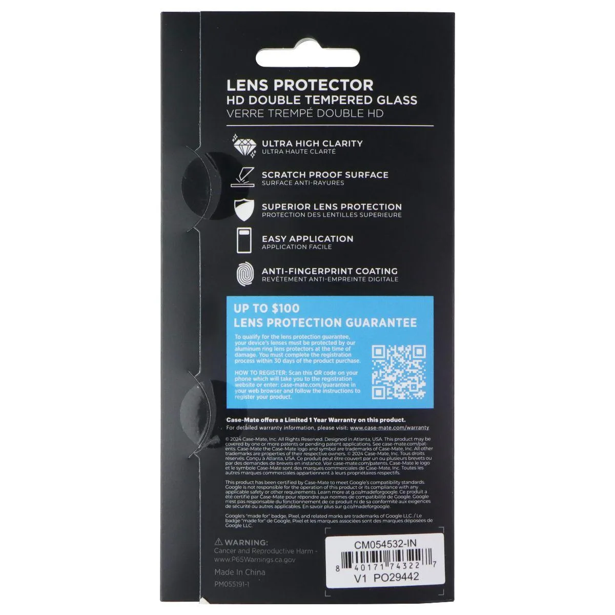 Clear tempered glass lens protector for Google Pixel 9