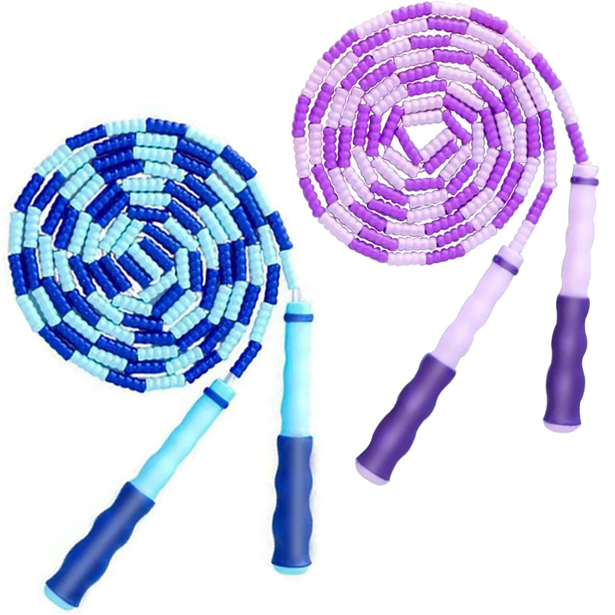 2 Pack Soft Beaded Jump Ropes 9.2Ft Blue Purple — product photo