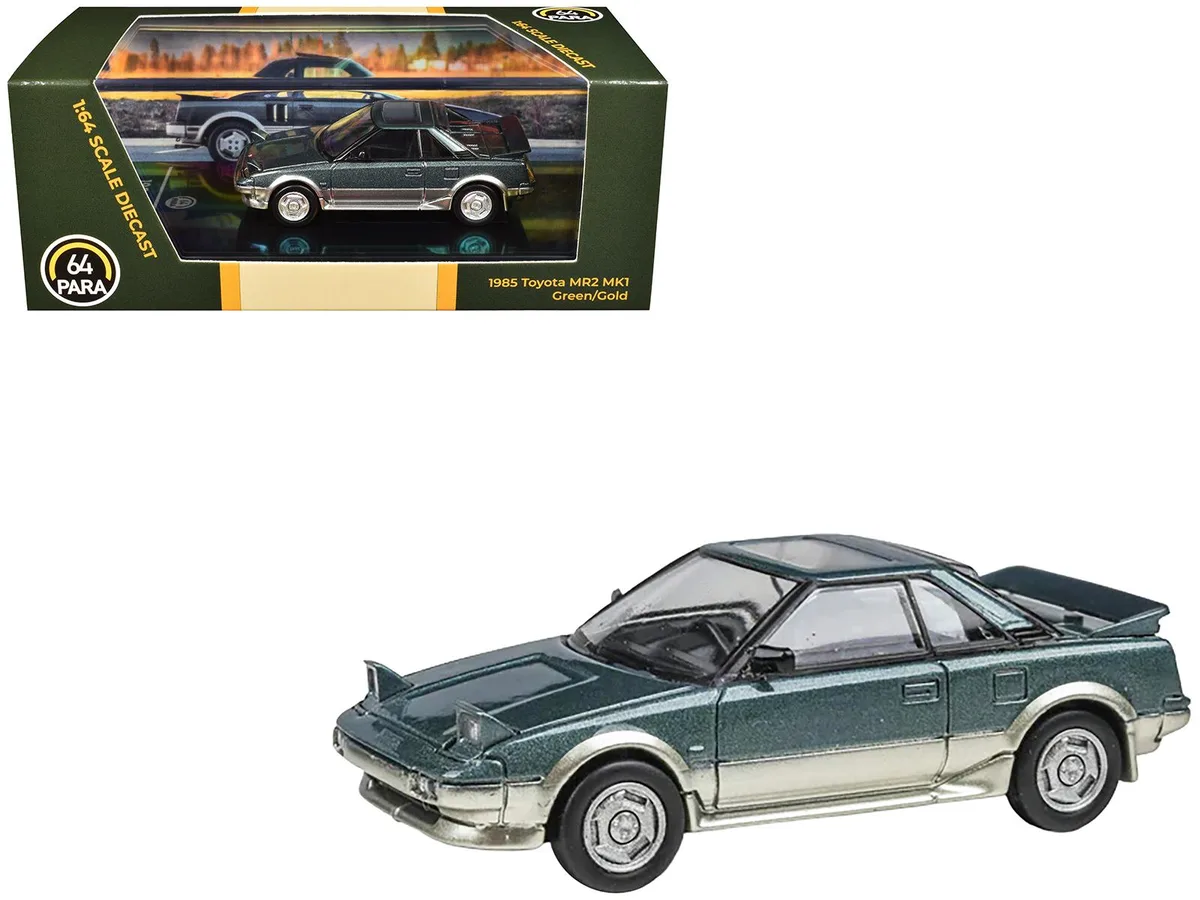 Paragon Paragon 1985 Toyota MR2 MK1 Green Metallic Gold Sunroof 1/64 Die-Cast — product photo