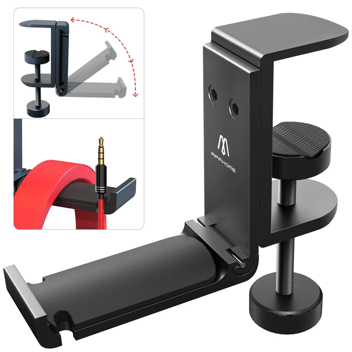  Avid 1203-1 Pack Under Desk Headphone Stand, Black — product photo