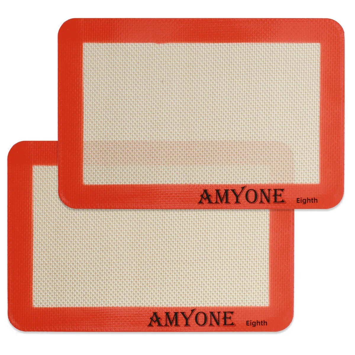 Bright orange silicone baking mat, 9 by 7 inches, set of two