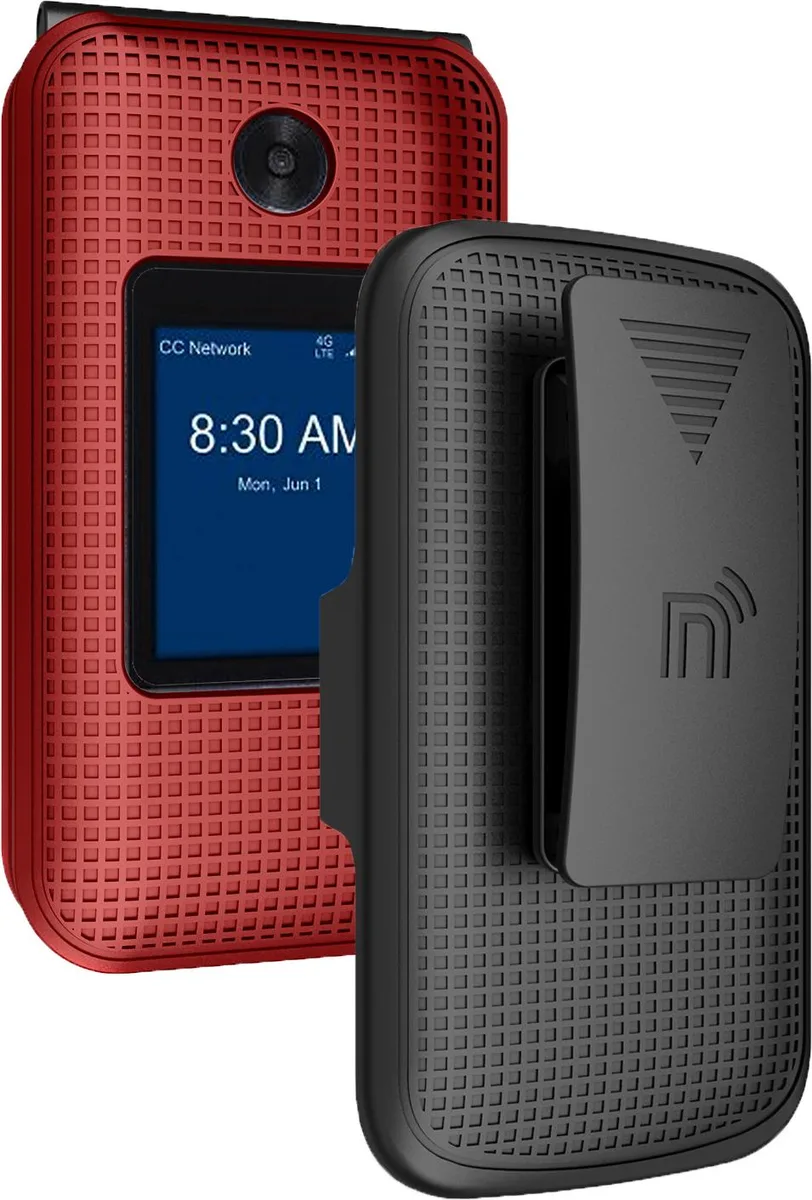 Nakedcellphone Nakedcellphone Red Hard Cover Case + Belt Clip Holster for Link II Flip Phone, 13-Position Clip — product photo