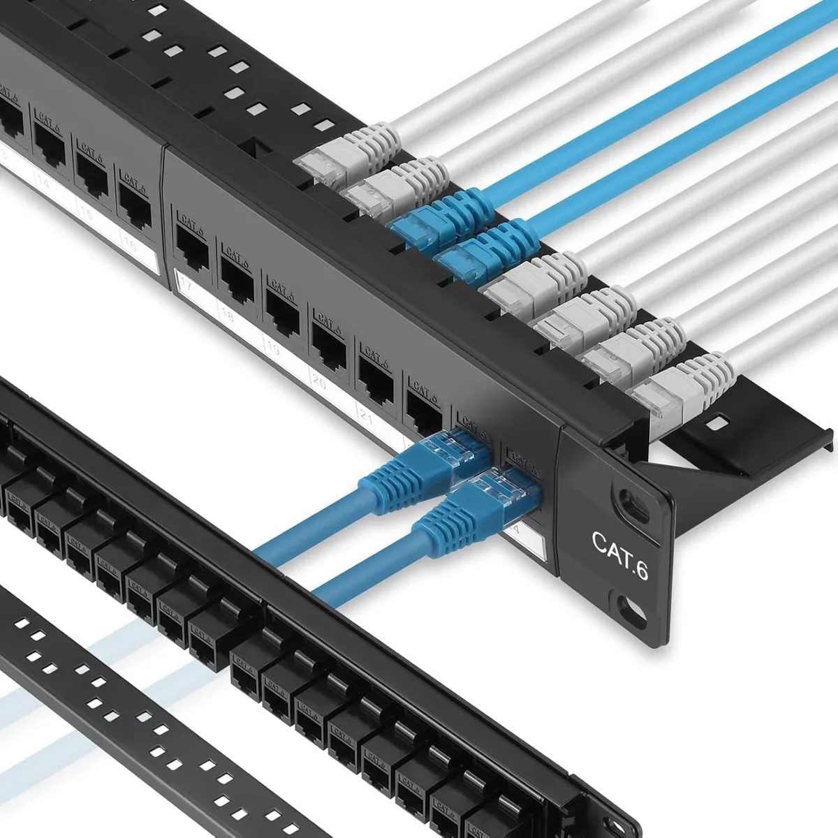 TAURKENAM TAURKENAM 24 Port Cat6 Patch Panel 1U 19-Inch with Inline Keystone 10G Support — product photo
