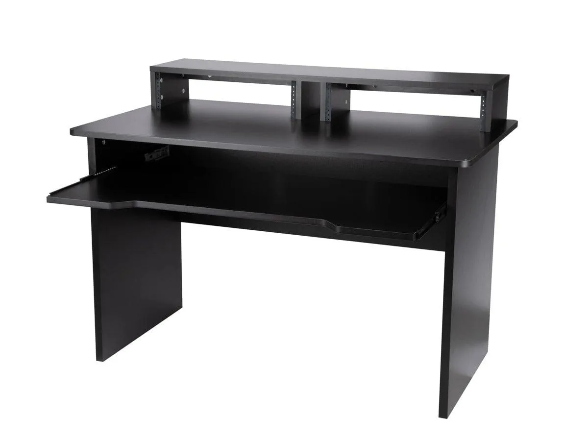 Monoprice Inc. Monoprice 600039 Stage Right Studio Workstation Rack with Dual 3U Bays, 66-key Keyboard Tray, 47"W × 27.5"D — product photo