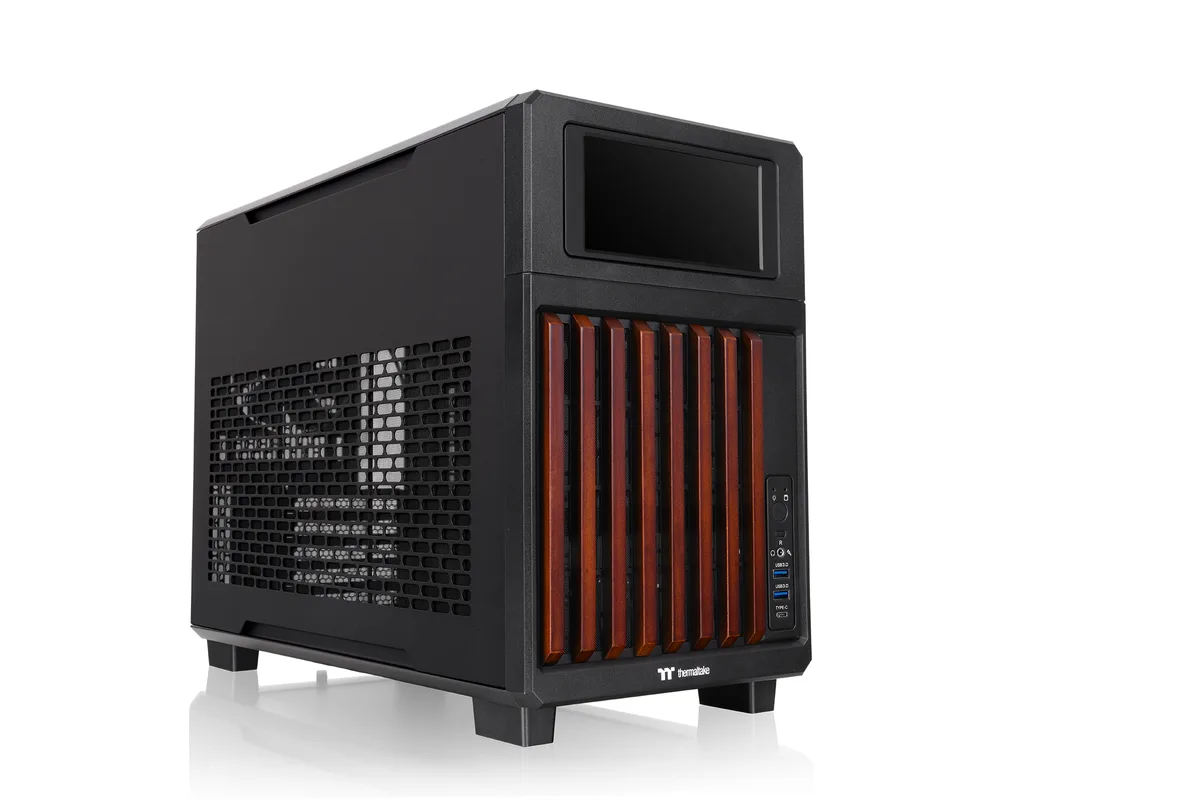 Thermaltake Thermaltake TR200 WS CA-11L-00S1NN-W1 PC case 6.0" LCD Wood Front Trim — product photo