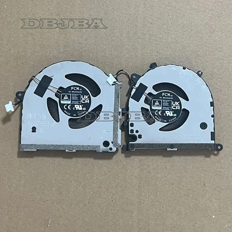 Black laptop cooling fan with wire connector and mounting tabs
