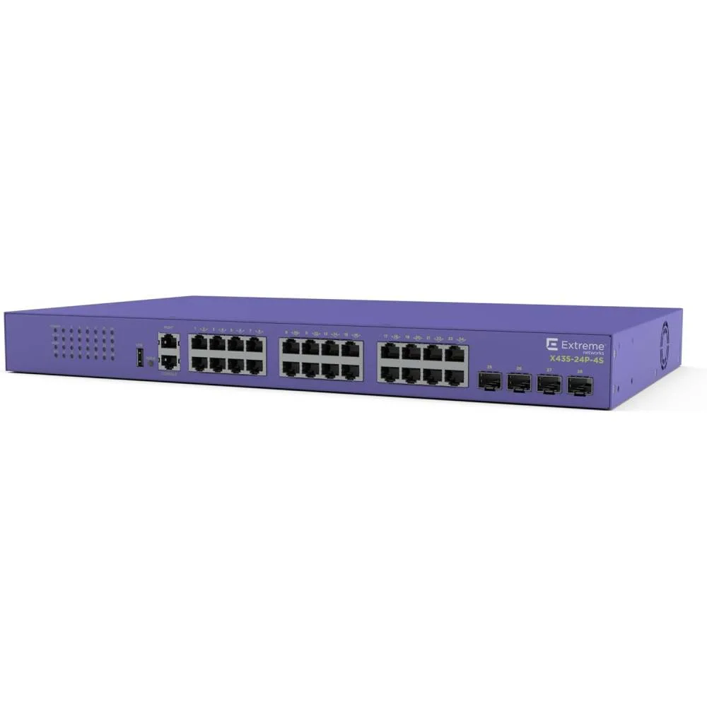 Extreme Networks Extreme Networks X435-24P-4S network switch 24 PoE+ ports 4 SFP 370W PoE budget — product photo