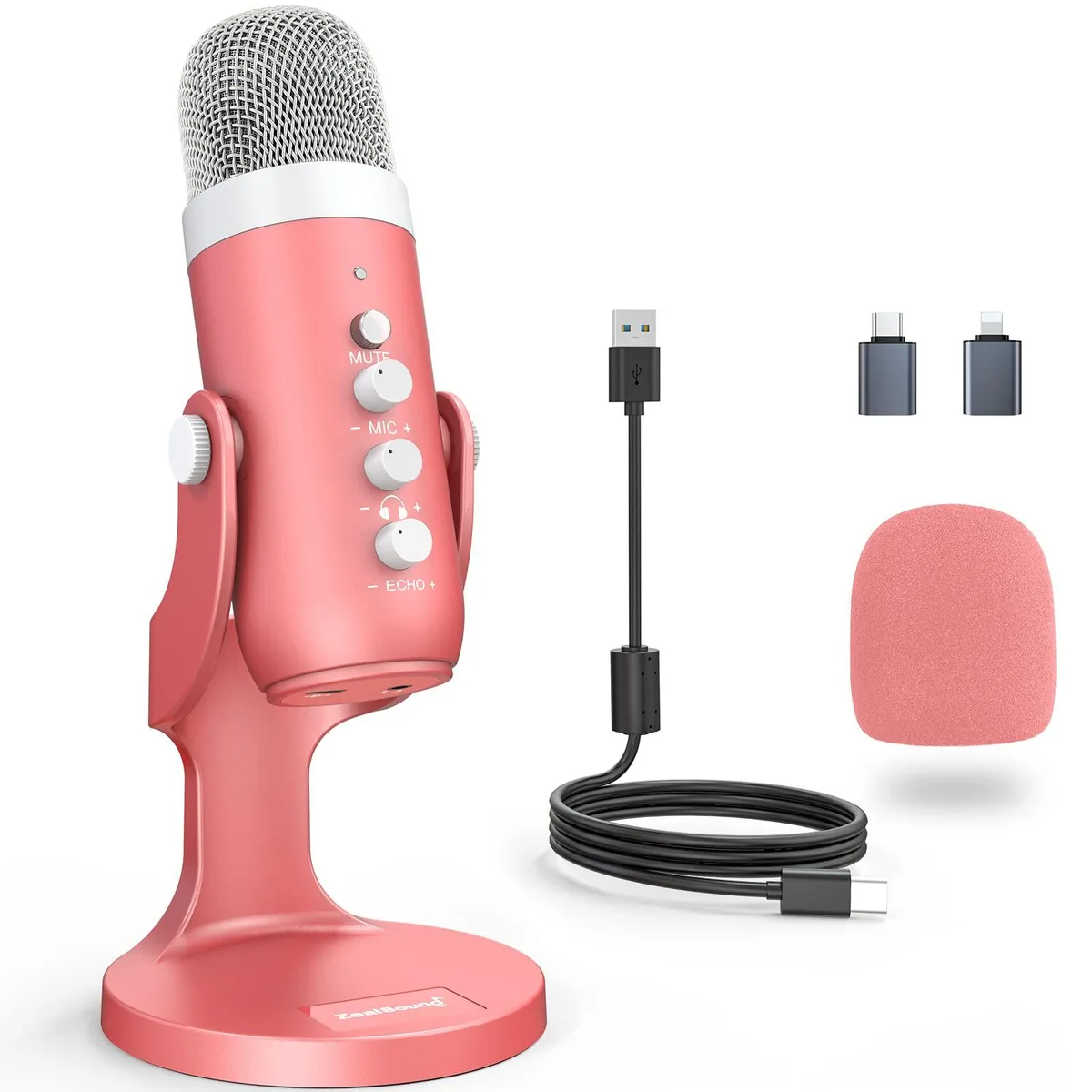 ZealSound K66 Pink USB microphone — product photo