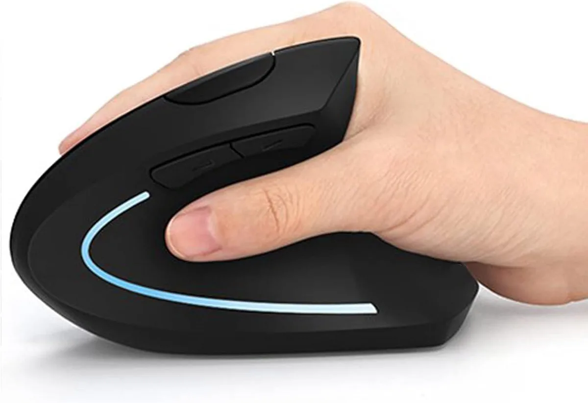 Werleo Werleo Vertical Wireless Mouse Rechargeable 2.4GHz 800/1200/1600 DPI 6 Buttons Black — product photo
