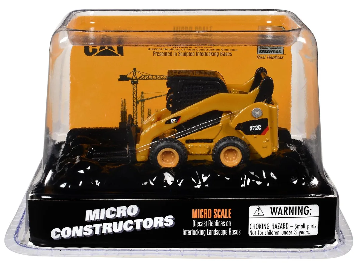 DieCast Masters DieCast Masters CAT 272C Skid Steer with Pallet Fork Yellow Micro-Constructor hobby collectible — product photo