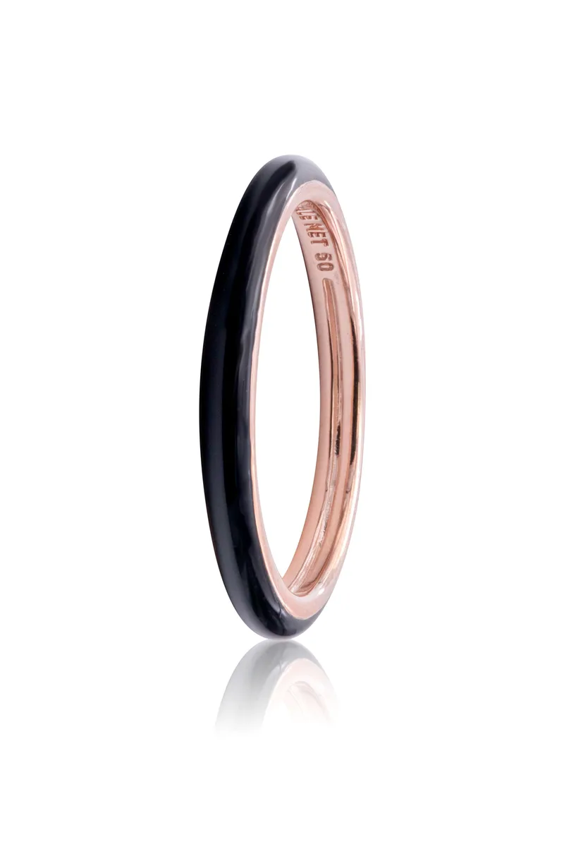 PANDORA PANDORA ME Black Enamel Ring 14k Rose-Plated — product photo