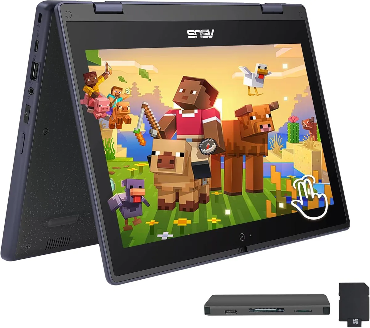 ASUS ASUS BR1102FGA 2-in-1 Laptop, Celeron N100, 4GB, 416GB Storage, 11.6" HD Touch, Win 11 Pro, Gray — product photo