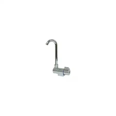 Transparent folding tap with tall swivelling spout and chrome plated brass body
