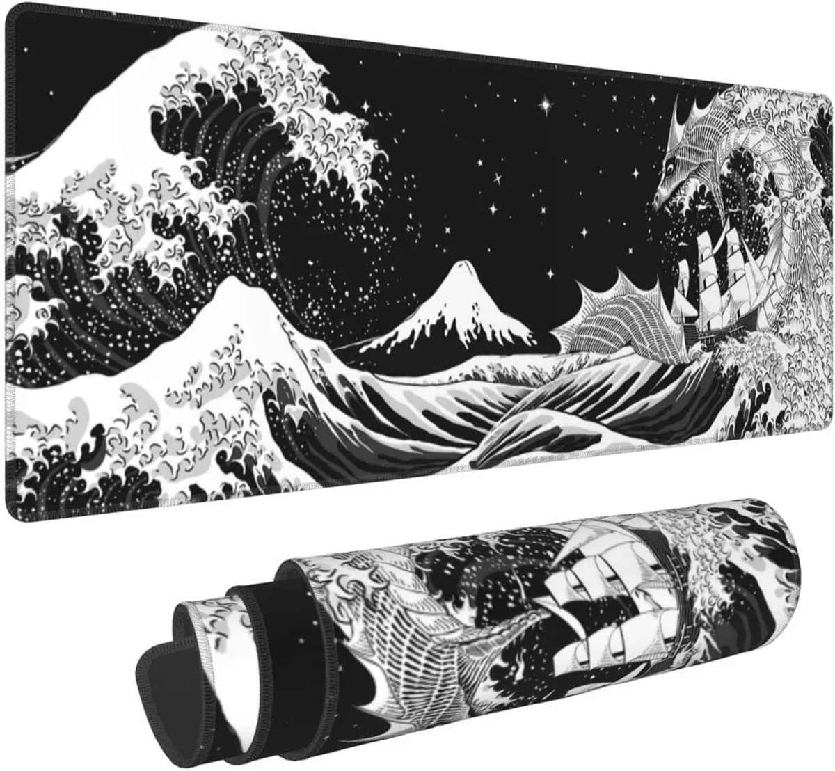 NuoTo NuoTo Japanese Waves Sea Dragon Mouse Pad XL 31.5 x 11.8 Inch — product photo