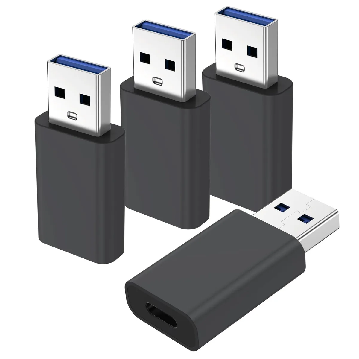 Pastall 4 Pack USB to USB C Adapter Black — product photo