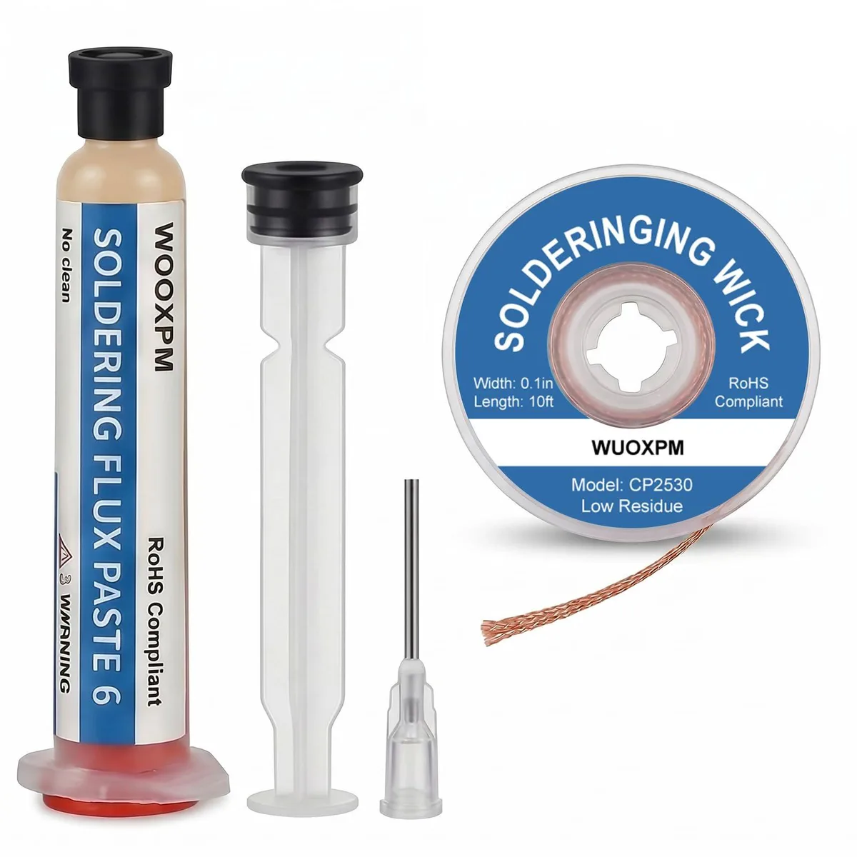  Soldering Flux Paste and Solder Wick Kit, Lead Free No Clean Flux for Electronic Soldering — product photo