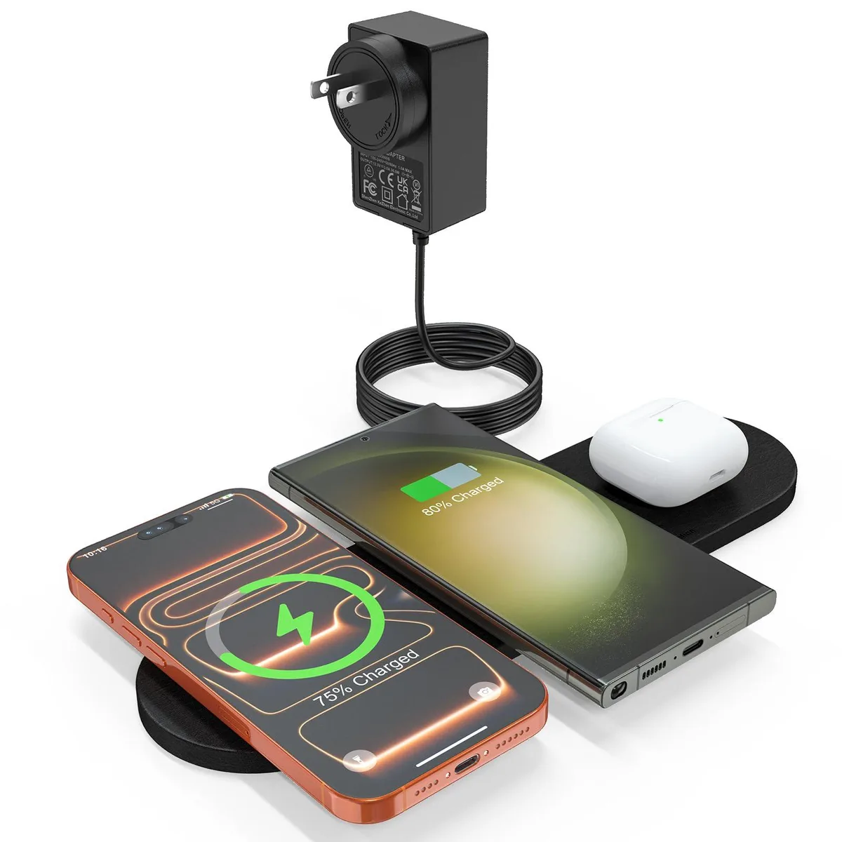  ZealSound wg-3b-fba 3-in-1 Wireless Charger 36W Adapter Black 2 — product photo