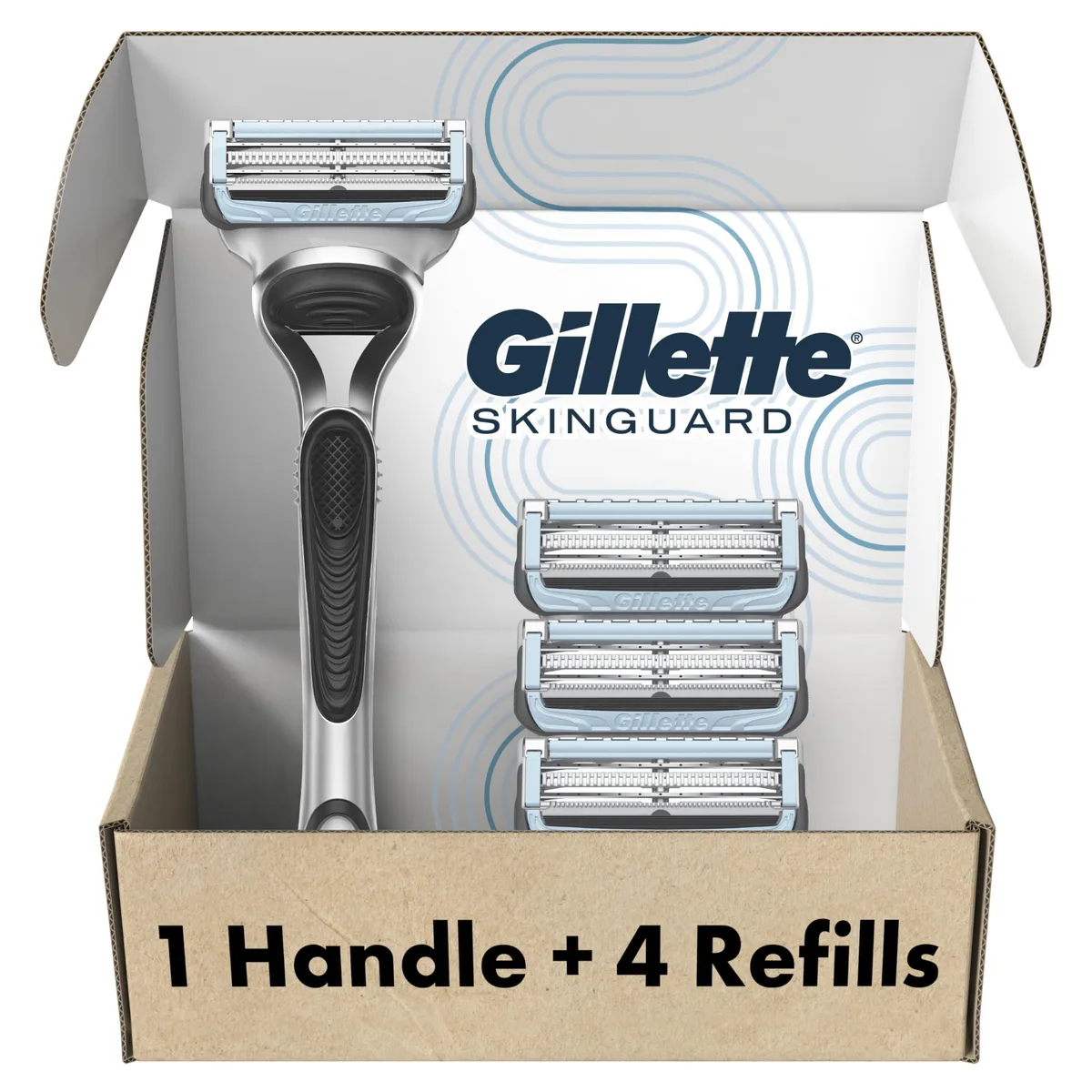 Gillette SkinGuard razor handle with two cartridges