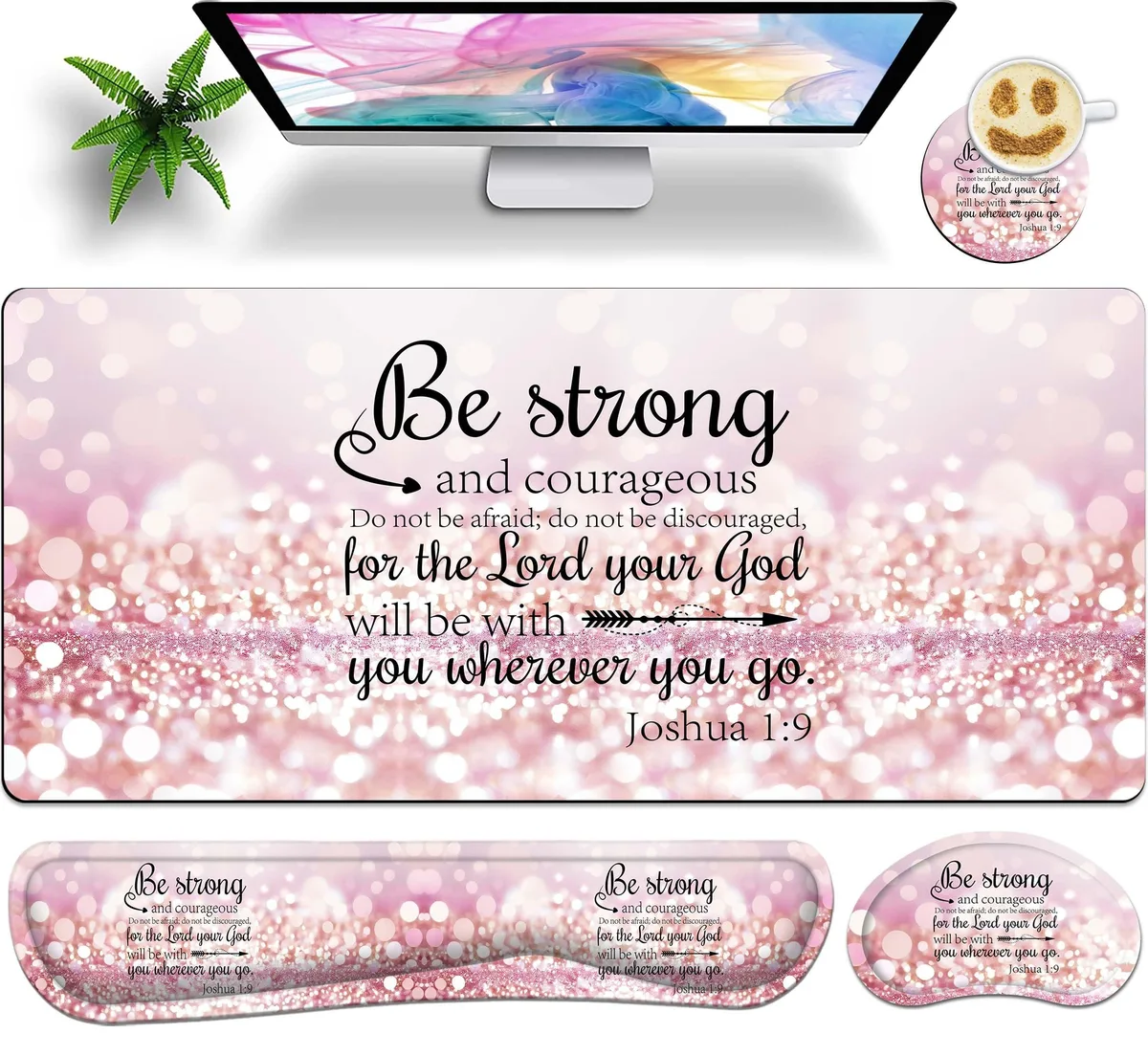  JYCUHTCL Deskpad 4 PCs 35.4 x 15.7 Quote Bible — product photo