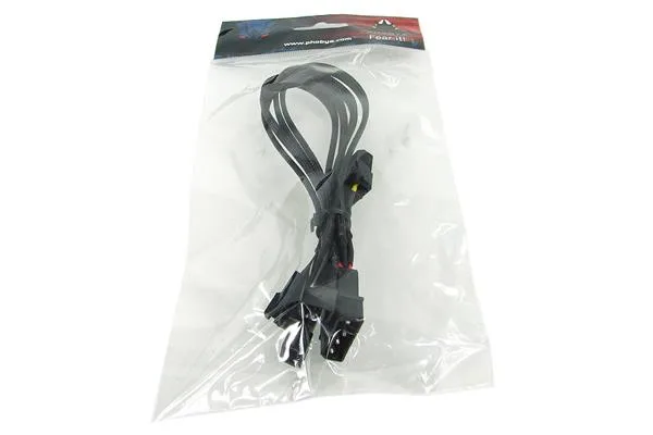 Phobya Phobya 81104 4-Pin Molex to 4x 3-Pin 12V 30cm Sleeved Black chipset cooling — product photo