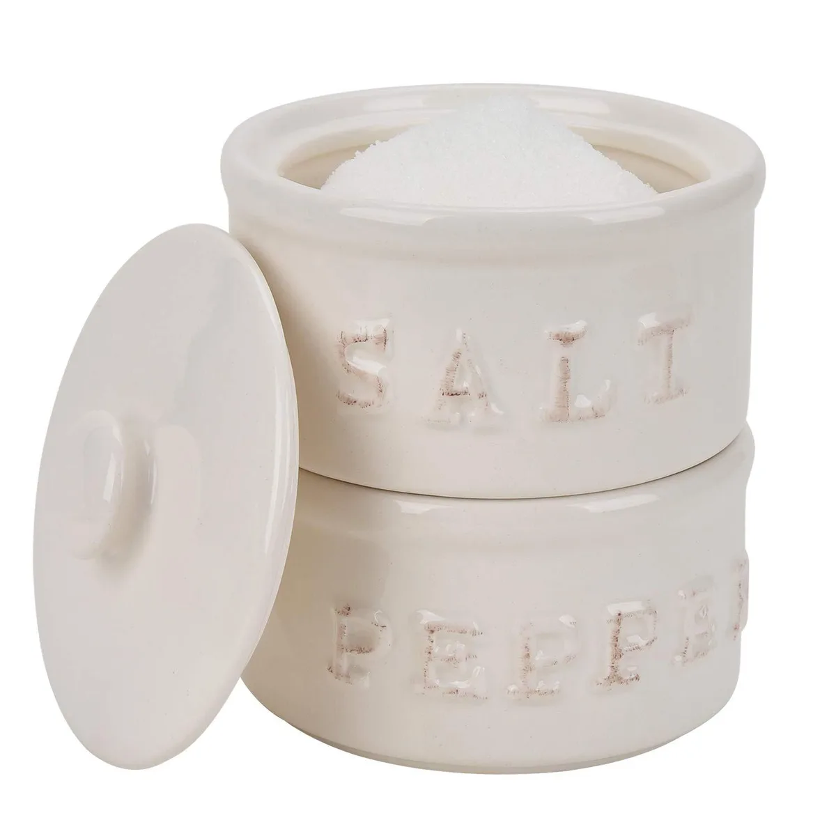 Rissetree Vintage Ceramic Stacking Salt Pepper Cellar Set 680 g — product photo