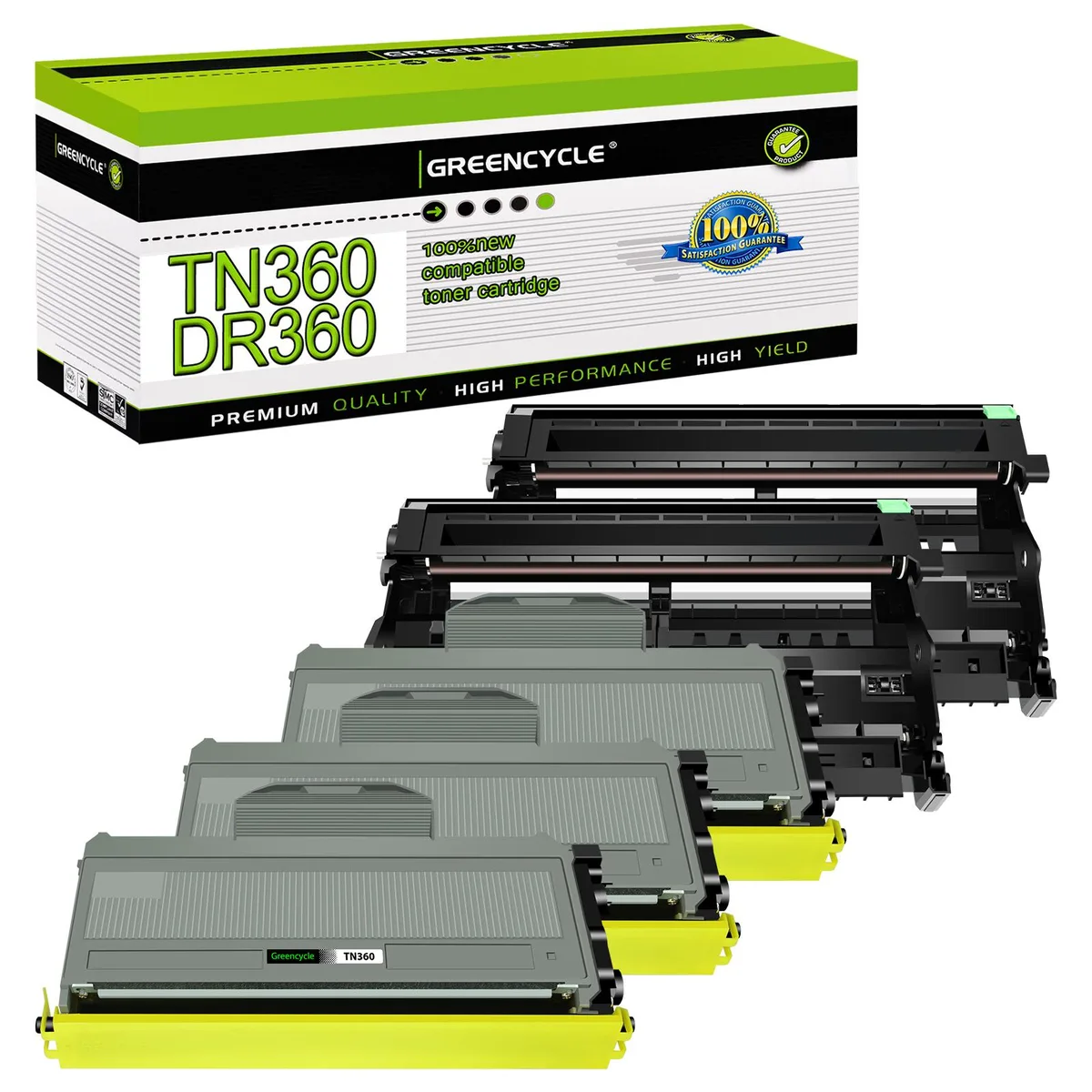 GREENCYCLE GREENCYCLE TN360 DR360 Toner Cartridge and Drum Unit 3 Pack Toner 2 Pack Drum — product photo