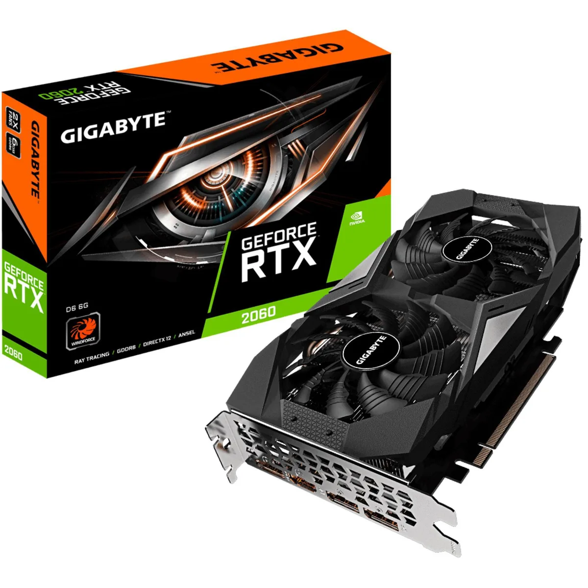 GIGABYTE GIGABYTE GeForce RTX 2060 D6 6GB GDDR6 graphics card ver 2.0 WINDFORCE 2X — product photo