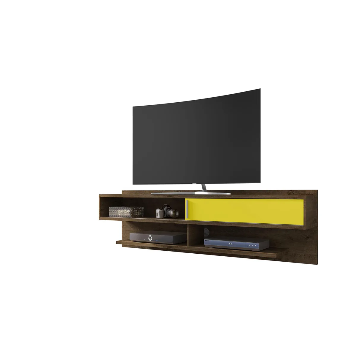 Manhattan Comfort Manhattan Comfort Astor 70.86 Floating Entertainment Center Rustic Brown Yellow 70.86 in — product photo