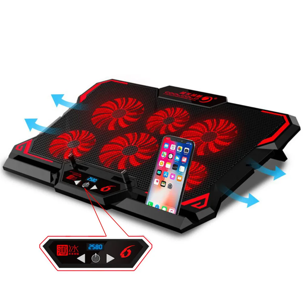 Hitoor Hitoor 6 Fans Red LED Laptop Cooling Pad 2600RPM 17in — product photo