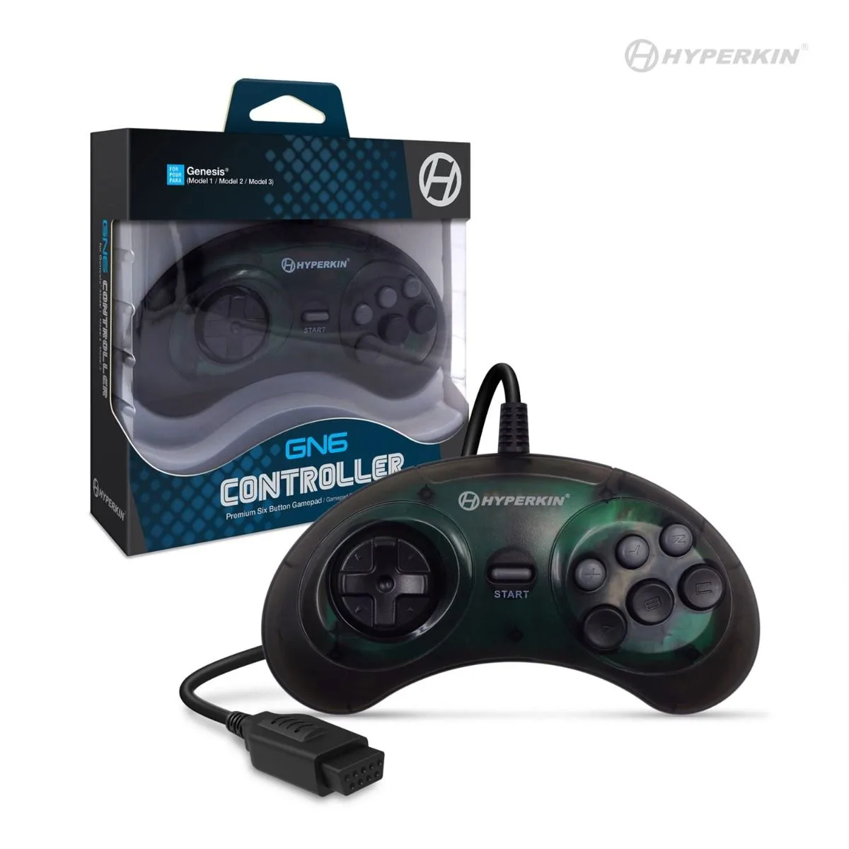 Hyperkin Hyperkin GN6 Premium Controller For Genesis Space Black 7016 — product photo