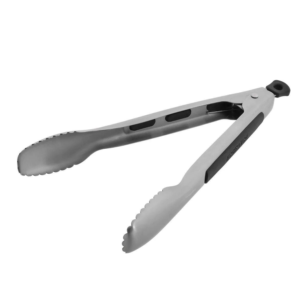 9 inch stainless steel locking kitchen tongs with padded ergonomic handles and scalloped tips