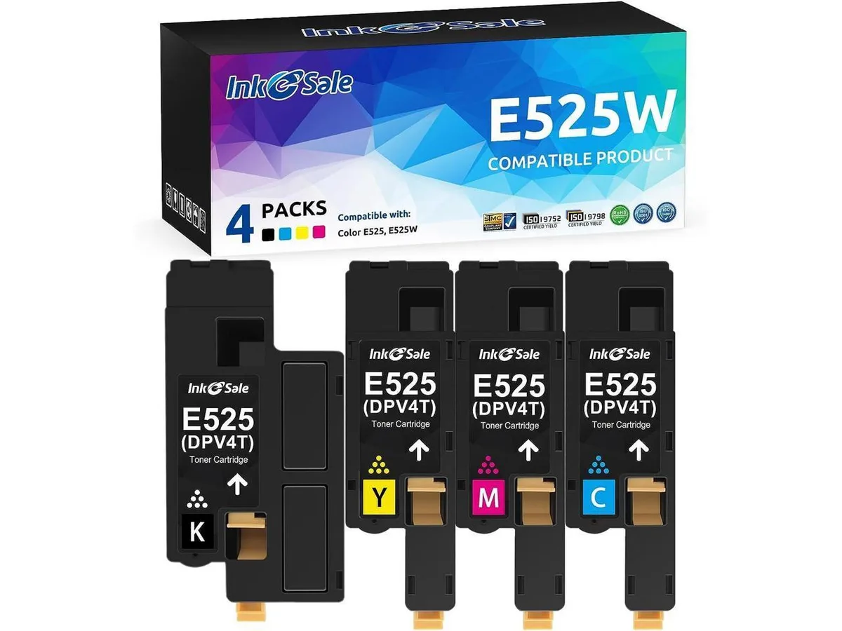 Four toner cartridges in black cyan magenta yellow