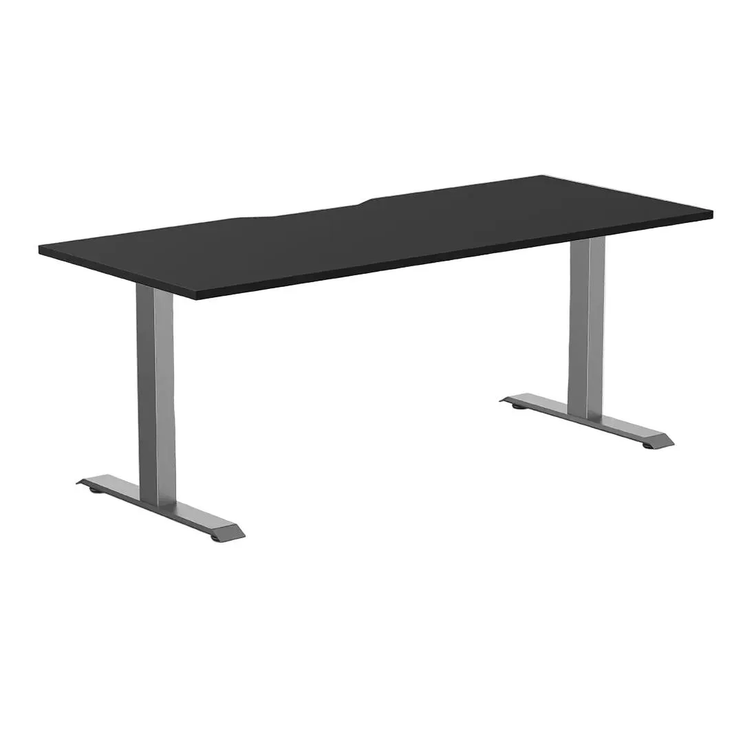Desky Desky Zero Scalloped Laminate Desk Black Space Gray 70.9 x 29.5 in — product photo